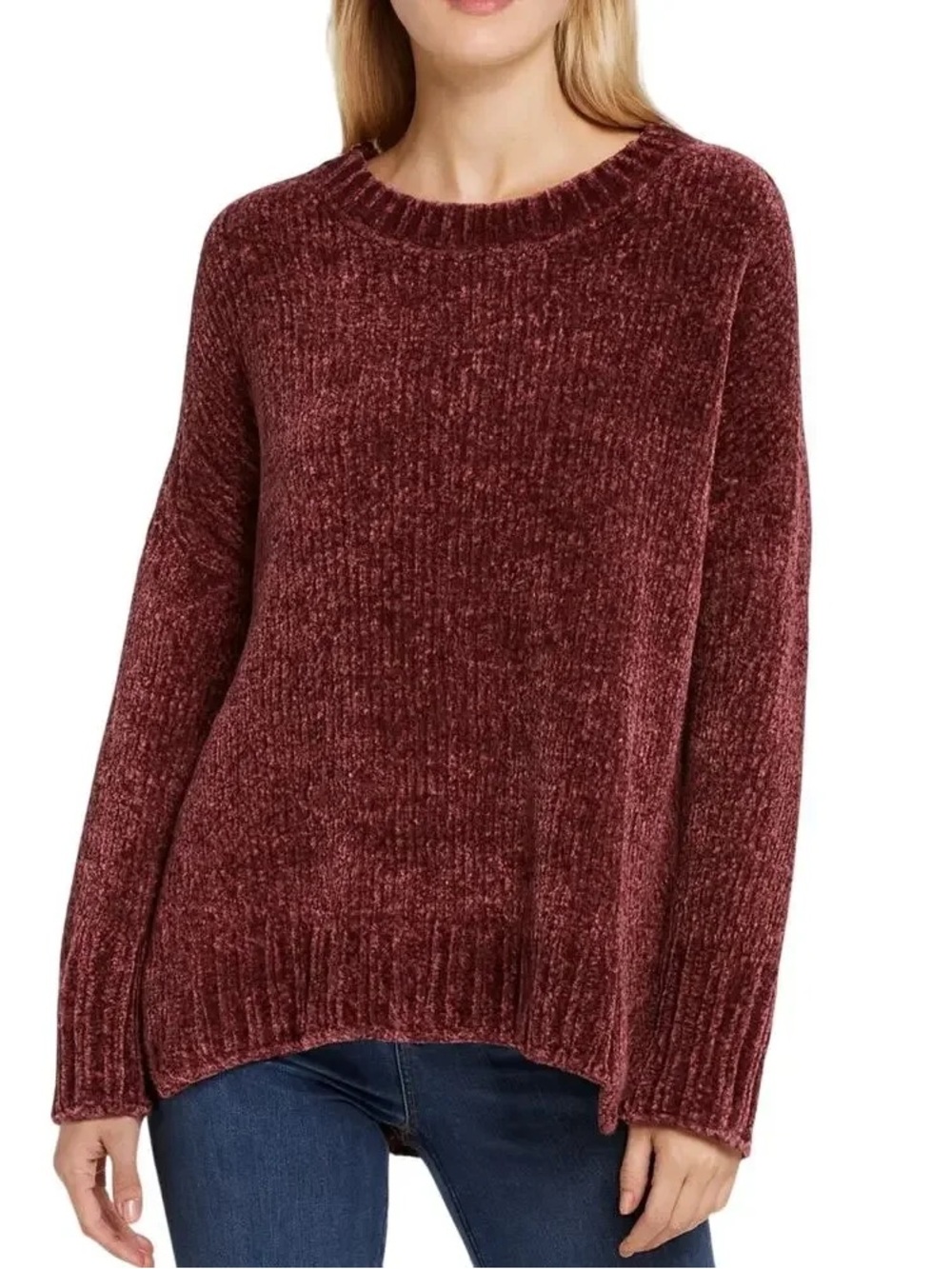 BASS | Cozy Women's Chenille Sweater - Deep Burgundy